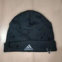 y2k00sアディダスadidas刺繍ロゴパフォーマンスロゴニット帽スタッズ加工