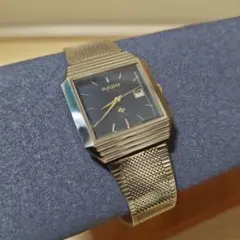 クォーツ【RADO】稼働品　メンズ　ゴールド系　ブラック文字盤