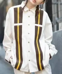 エックスガール/リブパネルシャツ/長袖シャツ/異素材ドッキング/新品タグ付きのサムネイル