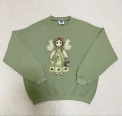 【Lee】USA製 90s 天使 スウェット くすみグリーン (サイズ：L)