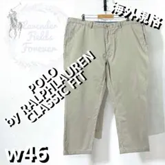ポロバイラルフローレンノータックチノパンツ極太ワイドロゴw46USAアメリカ古着