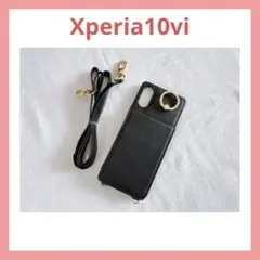 Xperia10vi ケース 背面カード入れ ブラック