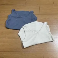 【バラ売り可】リブ編み 2wayタンクトップ 2色セット