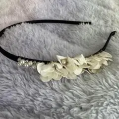 フラワー＆パール カチューシャ オフホワイト