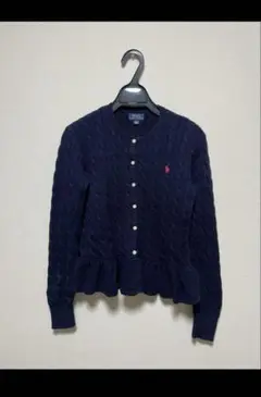 美品ラルフローレン レディース ペプラムカーディガン ケーブル 160 ネイビー POLO RALPH LAUREN - ラルフローレン レディース ペプラム