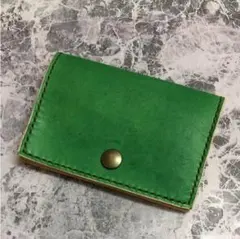 ＊【コンパクト財布】ヌメ革 緑 ハンドメイド レザークラフト 他のお色可