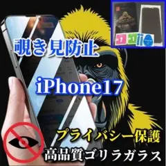 【プライバシー保護】iPhone17　高性能ゴリラガラス覗き見防止フィルム