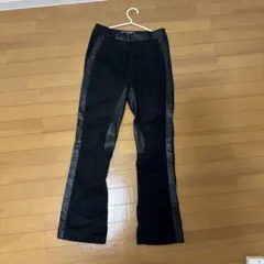 Zara レザー切替パンツ ブラック