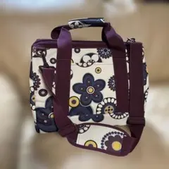花柄ボストンバッグ 中型 クリーム色のサムネイル