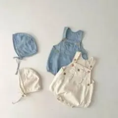 ベビー デニムロンパース ボンネット セット（ブルー）のサムネイル