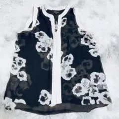 ELLEN TRACY ノースリーブシャツ 【Ｌ】花柄　パンジー