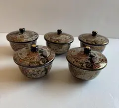 夢更紗　蓋付き　湯呑み5個セット