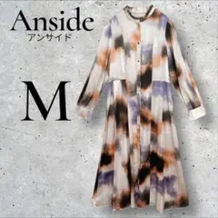 Anside アンサイド　ロングシャツ　ウォーターカラープリントワンピース　M