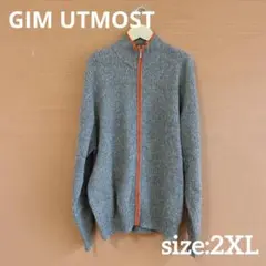 GIM UTMOST ウール　グレー ハイネック ジップアップ ニット　2XL