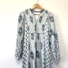 ne Quittez pasコットンジャカード シャーリングワンピース　Mサイズ