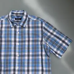 NAUTICA ノーティカ 半袖チェックシャツ M ブルー系 古着のサムネイル