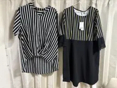 ストライプ 五分袖 チュニック