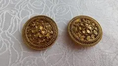 レトロボタン　金色の装飾的なボタン2個＋おまけ2個【014】