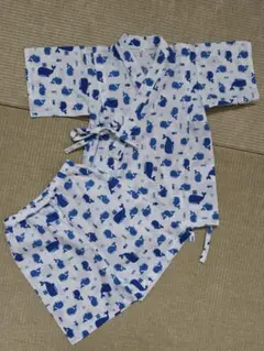 クジラ柄　甚平 100 コットン