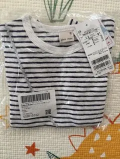 【新品タグ付き】petit main ボーダーフリルトップス　80cm