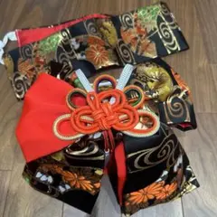 七五三　ハーフ成人式　ジュニア帯　作り帯　1点物　黒系　蝶柄　ハンドメイド 七五三 結び帯(7歳大寸帯、3歳小寸帯) 七五三の着物通販「京都