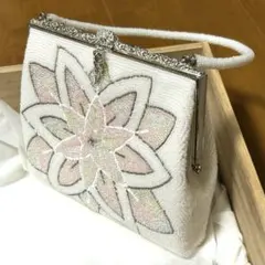 【超美品】総ビーズバッグ　和装ビーズがま口バッグ　ビーズ刺繍　キラキラ　レトロ