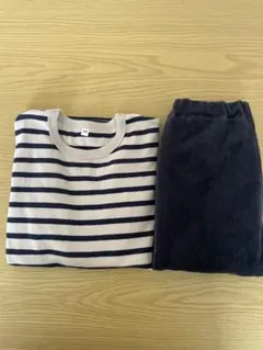 長袖シャツとコーデュロイパンツ無印