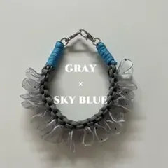 グレー×スカイブルー スマホショルダーストラップ