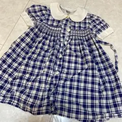 チェック柄 襟付き 半袖ワンピース