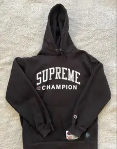 【希少】Supreme × Champion プレミアムフーディ L ブラック