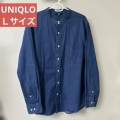 UNIQLOデニムオーバーサイズスタンドカラーシャツ(長袖)メンズ　Ｌサイズ