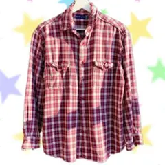 古着 USA VINTAGEレッド シャツ オンブレチェック チェック柄