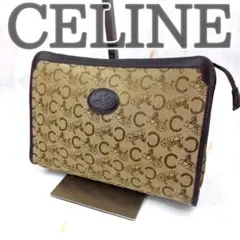 CELINE セリーヌ ポーチ 総柄 8.183 マカダム柄 化粧ブラウン - メルカリ