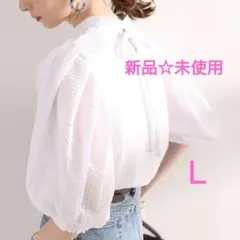 新品☆未使用　クラシカルエルフ　ボリューム袖ブラウス　ホワイト　Ｌのサムネイル