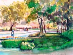 水彩画 ヨットハーバー油壺の風景 額装済み - メルカリ