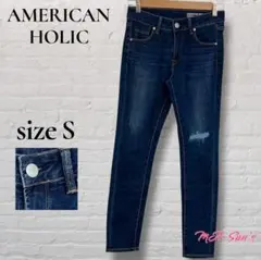 ☆美品☆ AMERICAN HOLIC スキニーデニム インディゴ ダメージ加工
