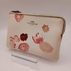COACH コーチ 花柄 ポーチ ホワイト ストラップ