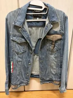 EMPORIO ARMANI デニムジャケット インディゴ加工 レザーパッチ エンポリオ・アルマーニ(Emporio Armani)エンポリオ・アルマーニ