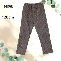 MPS キッズ シェフパンツ 120 チェック柄 ウエストゴム ブラウン