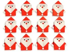 折り紙 サンタクロース24個 赤・青 クリスマス 壁面飾り 顔なし ハンドメイド
