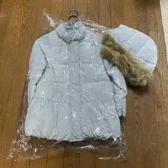 GU ライトグレー ダウンコート ファー付き　130