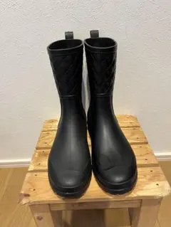 【値下げ❗️】ブラック キルティング レインブーツ　24.0cm ブラック