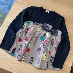 ニットプランナー　kp チュニック　130 美品　ロンT 長袖　ブラック　グレー