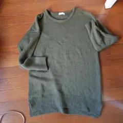 earth music&ecology オリーブニット長袖セーター