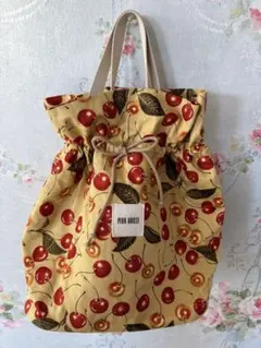 ピンクハウス・チェリー柄コットン製トートバッグ