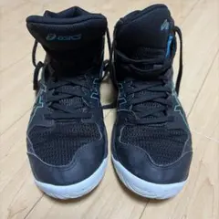 asics バスケットボールシューズ 黒/青 ハイカット