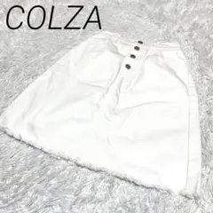 COLZA ホワイトデニムAラインミニスカート 前ボタン　ウエストゴム入り