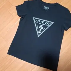 GUESS XS originalラインストーン ロゴ Tシャツ ブラックのサムネイル