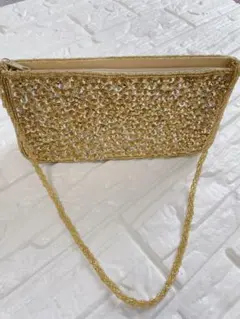 美品 レディース ハンドバッグ スパンコール ゴールド 結婚式 パーティー