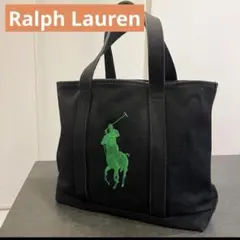 Ralph Lauren トートバッグ　ブラック　キャンバス　ポニー刺繍